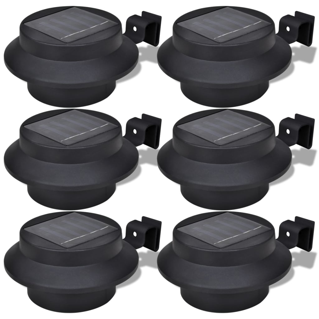 Lampă Solară Pentru Exterior 6 Pcs Lumină Pentru Gard Neagră