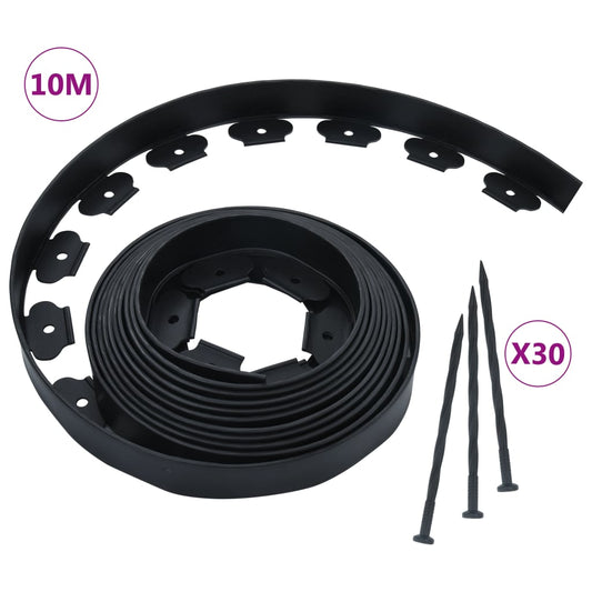 Bordură De Gazon Flexibilă Cu 30 Țăruși, 10 M, 5 Cm