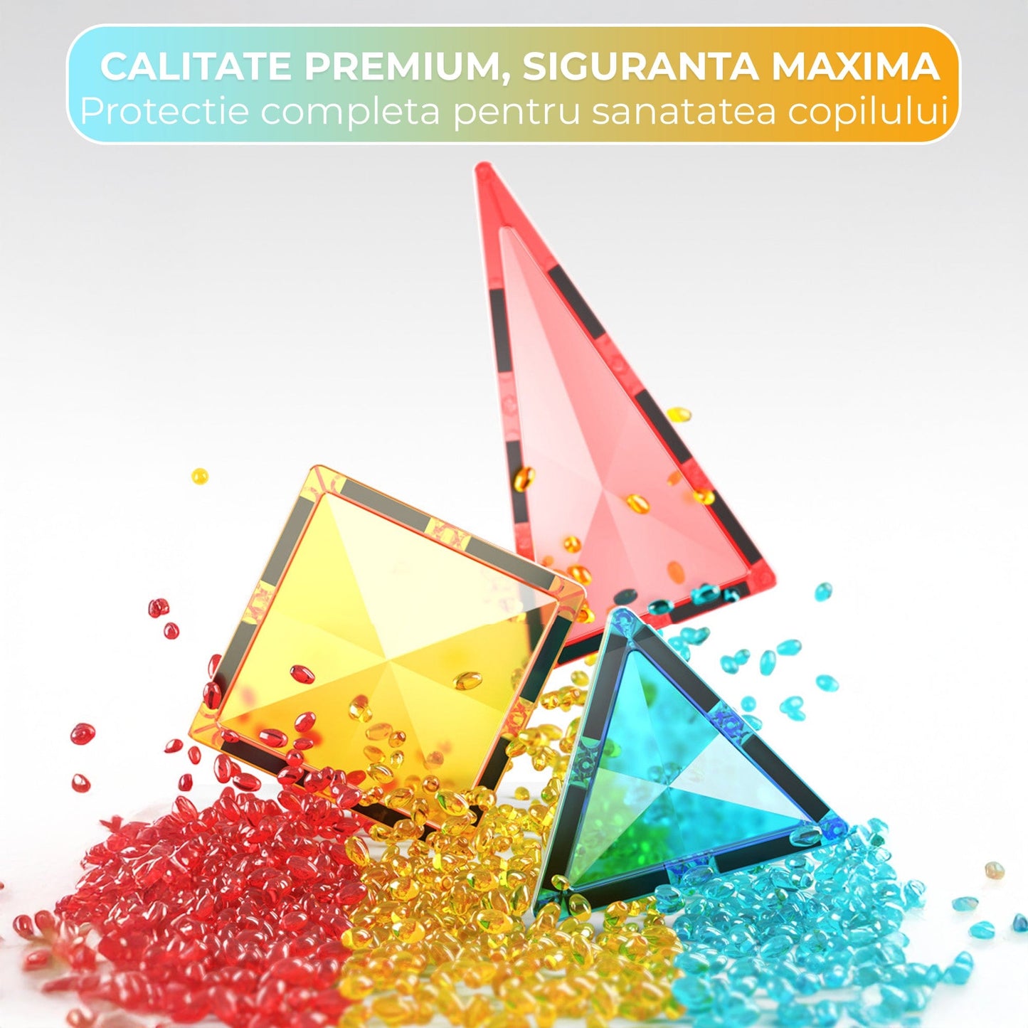 Set Constructii Magnetice 60 Piese - Joc STEM Educativ pentru Copii 3+ Ani