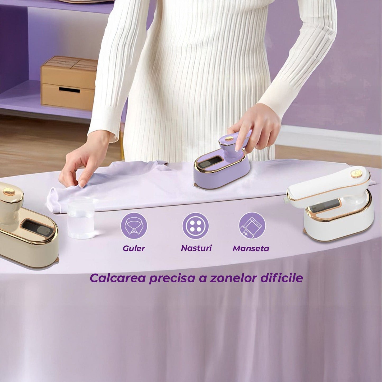 Mini Fier de Calcat si Steamer 2 in 1 - Compact pentru Calatorii, 1000W