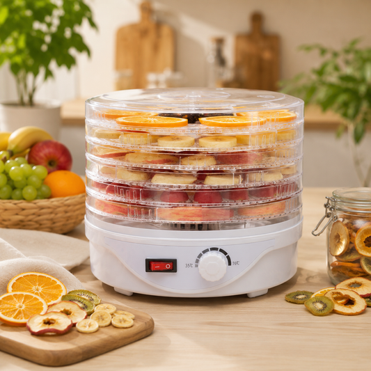 Deshidrator De Alimente Cu 6 Tăvi Stivuibile (Rotund)