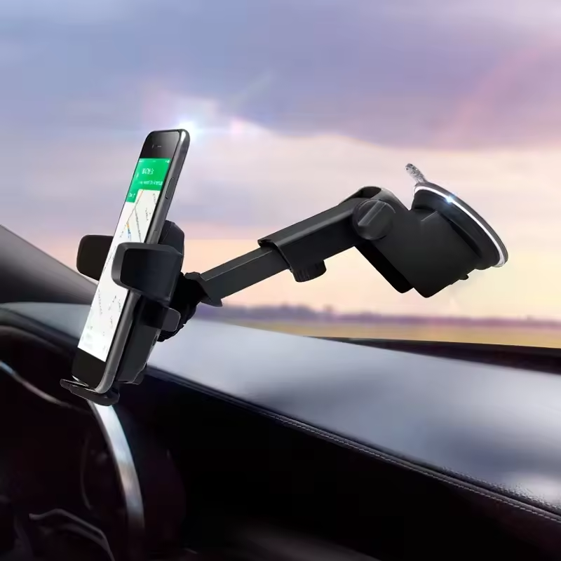 Suport Auto Telefon cu Ventuză și Braț Telescopic – Rotire 360° – Fixare Anti-Șoc