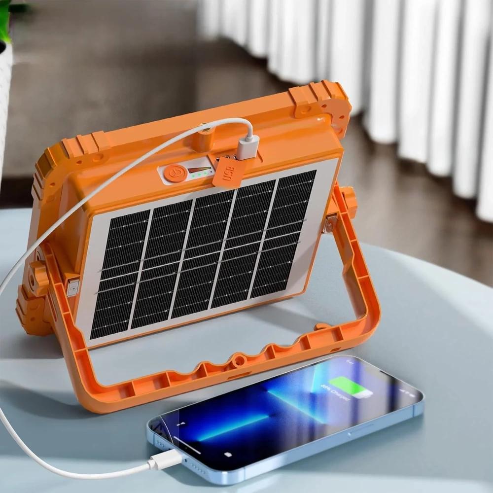 lampă solară, lampă LED exterior, iluminat solar, camping, power bank solar