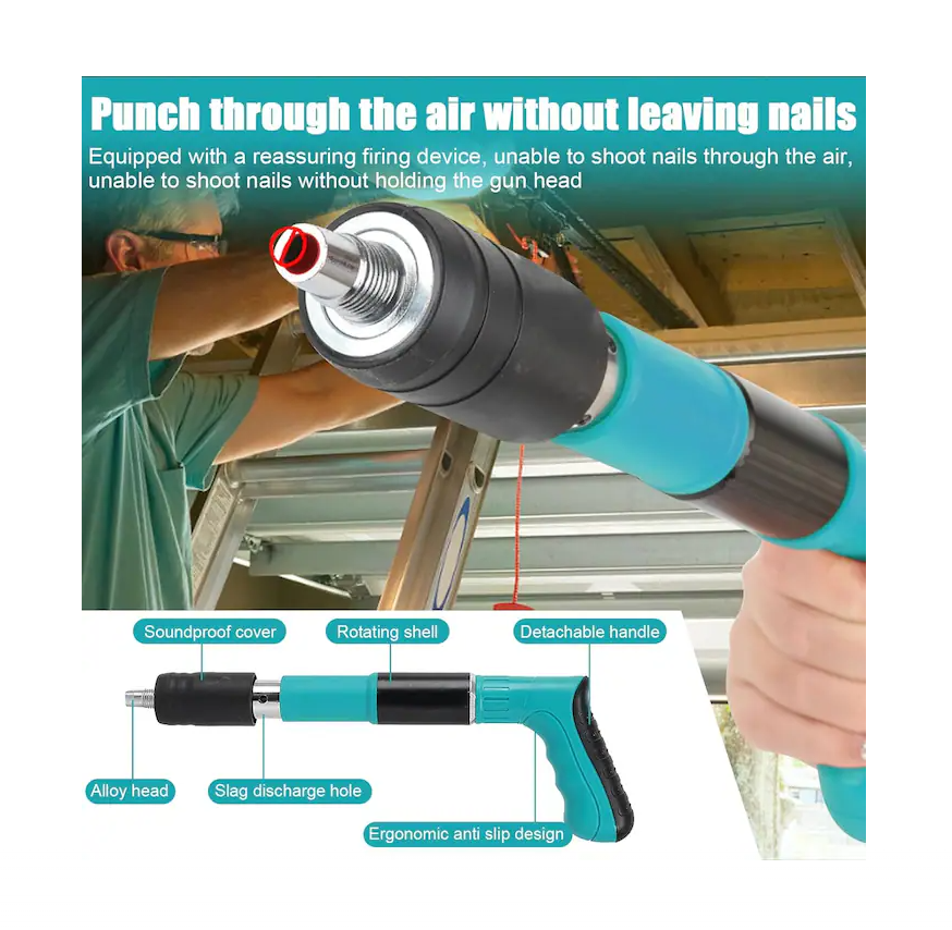 Pistol pentru fixare cuie în beton și oțel – set complet cu accesorii și valiză transport