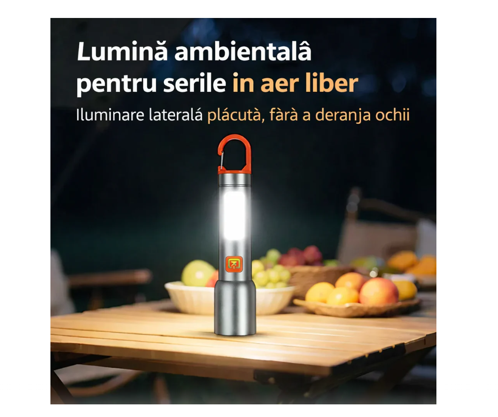Lanternă LED Reîncărcabilă 2 în 1 – Compactă, USB, Puternică