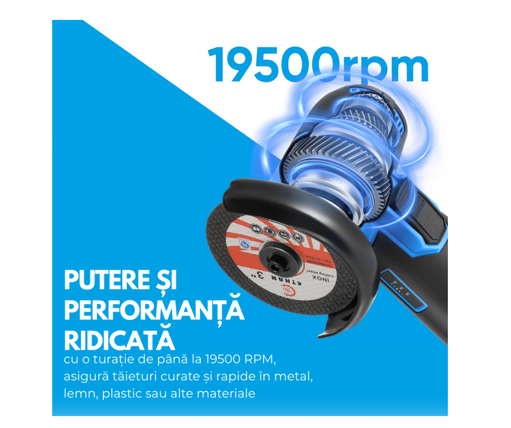 Mini Polizor unghiular portabil cu 2 acumulatori și discuri incluse