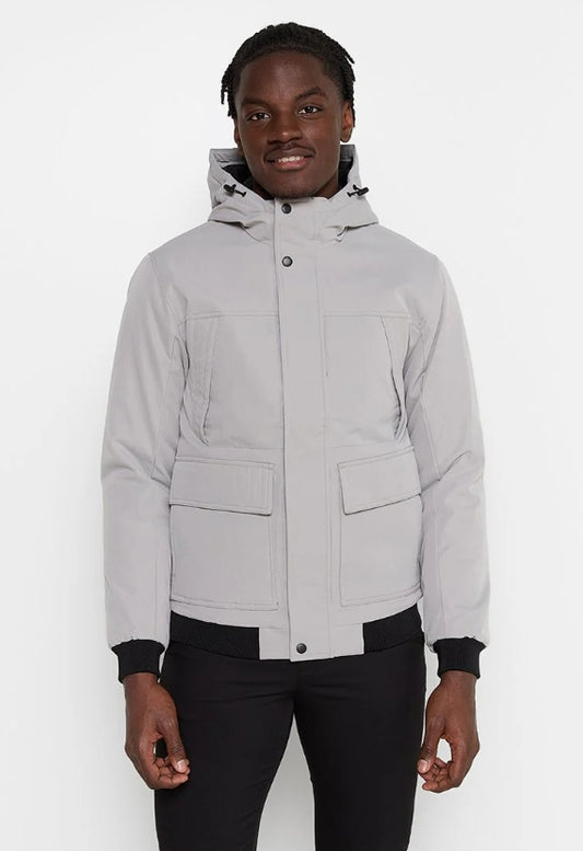 Geacă bărbați cu gluga Jack & Jones culoare gri deschis marimea XS