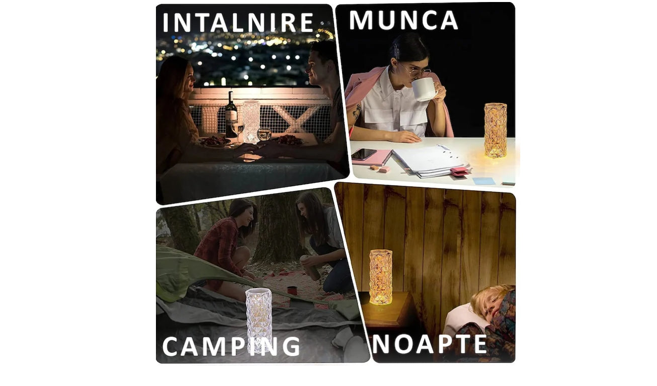 Lampa de masa LED cu efect cristal