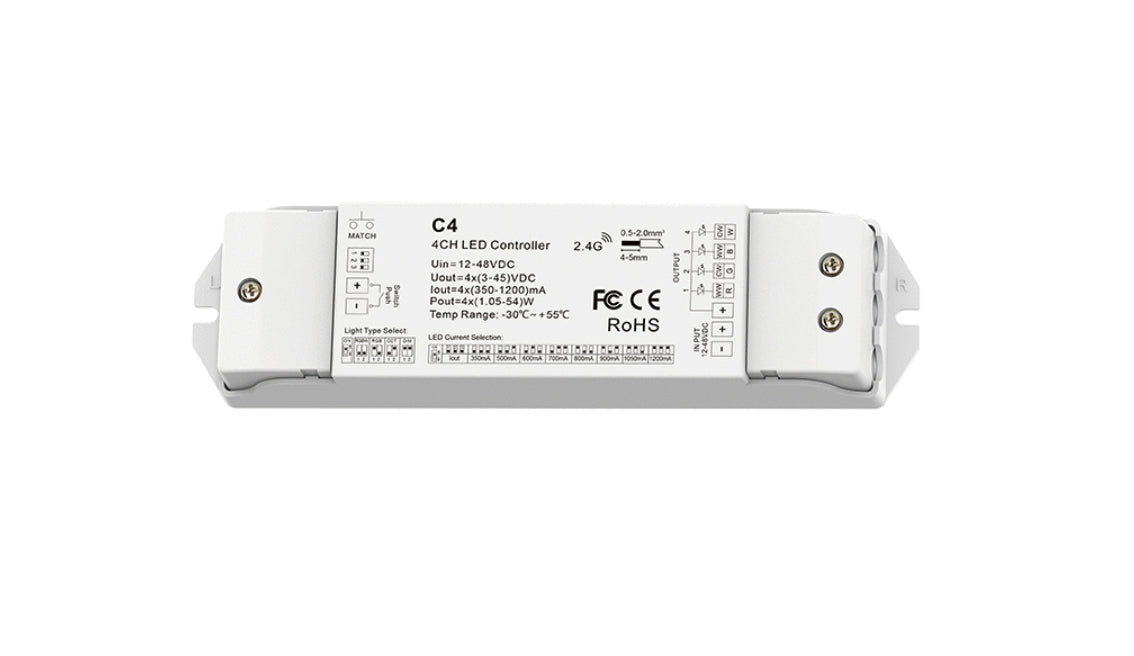 Controller LED C4 – 4 Canale Constant Current, RGB / RGBW / CCT