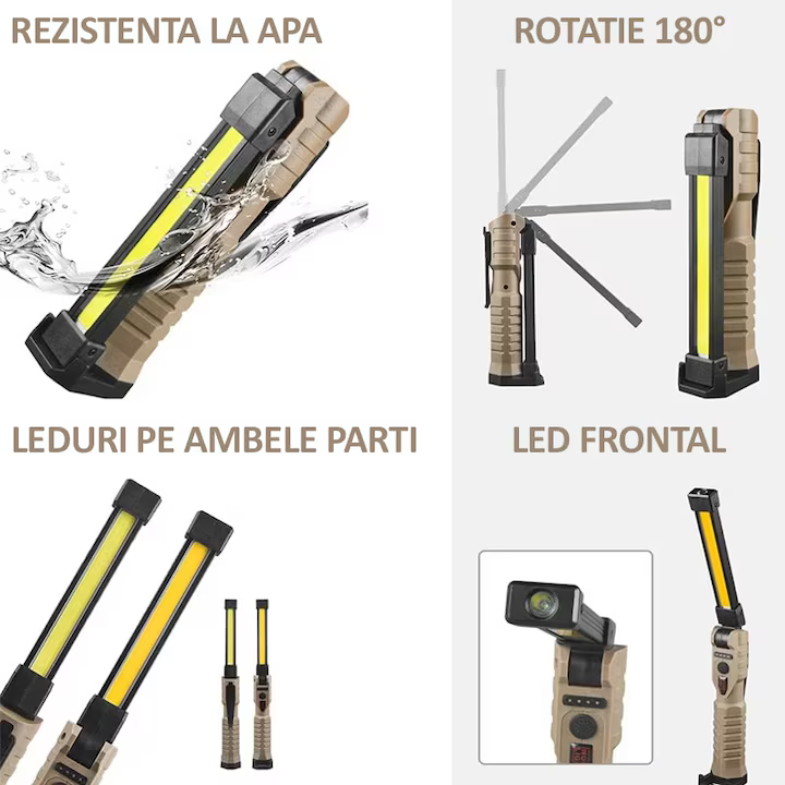 Lanterna de lucru COB LED cu acumulator