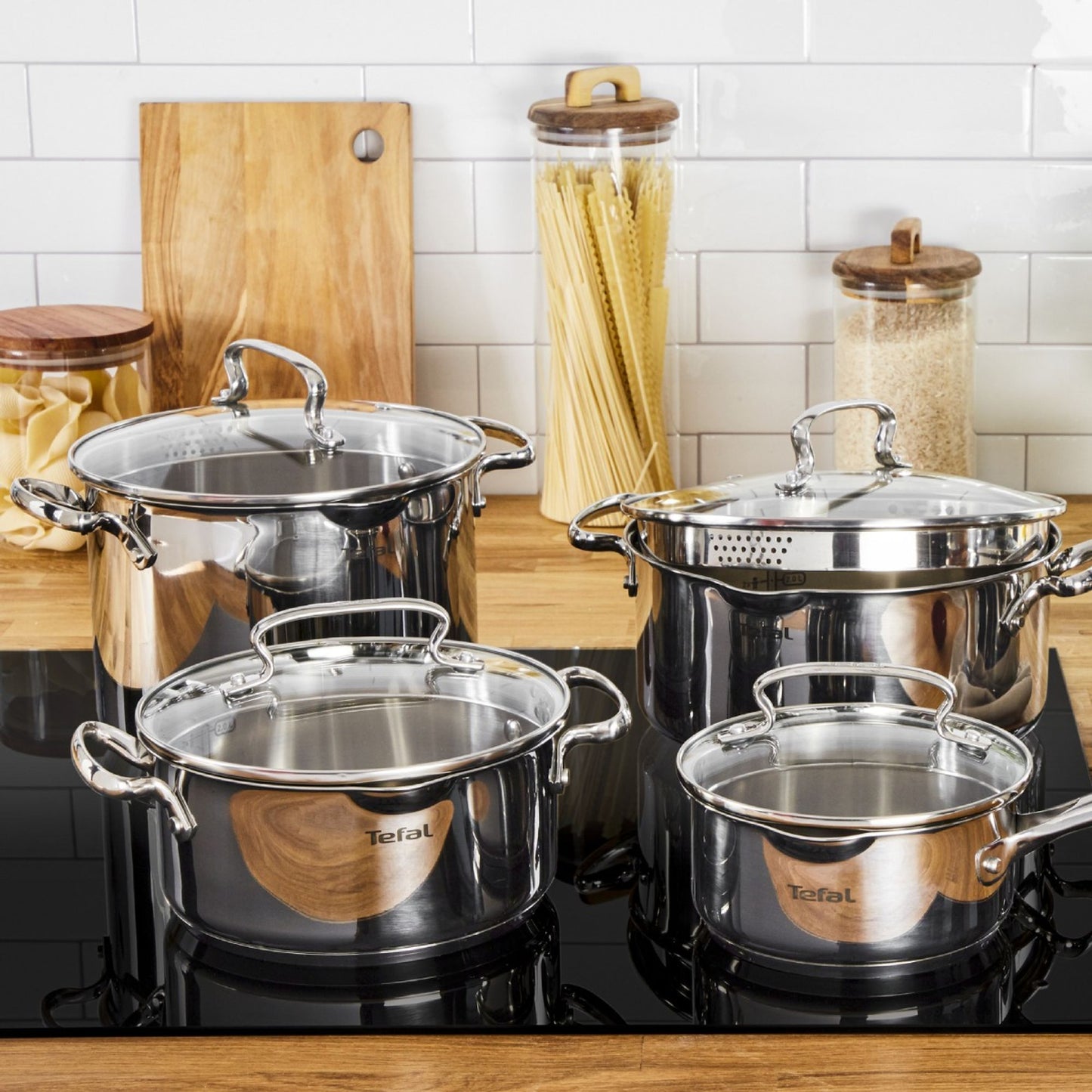 Set vase Duetto Plus 7 piese, 16-24cm, 1.5-5l, otel, argintiu